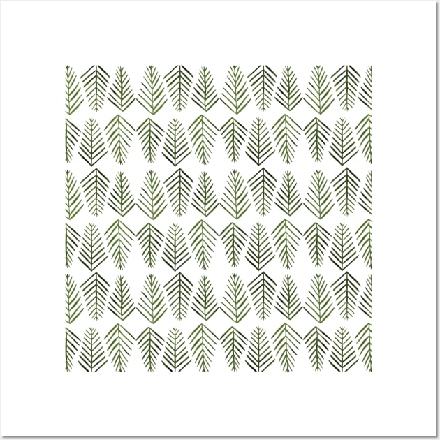 Watercolor pine trees pattern  - sap green Wall Art by wackapacka